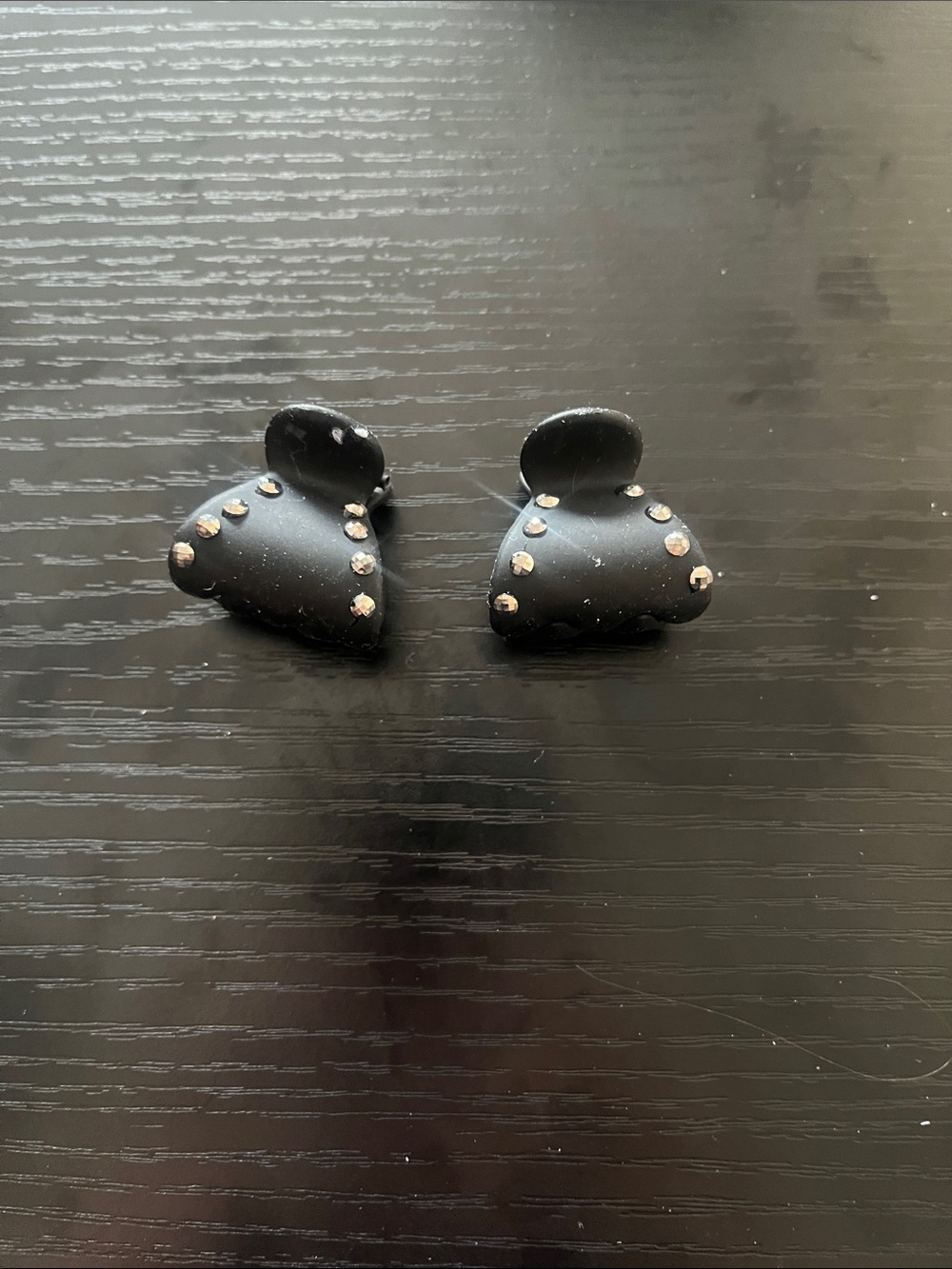 Black Rhinestone Mini Claw Hair Clips – Set of 2